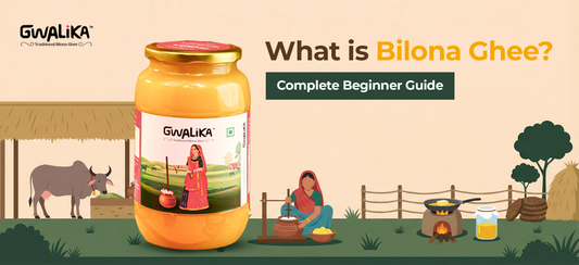 Authentic Bilona Ghee made using the traditional hand-churned method from cow milk